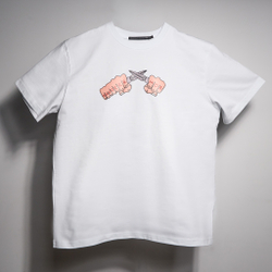 Футболка кулаки Daggerr x MOB, белая, размер XXL