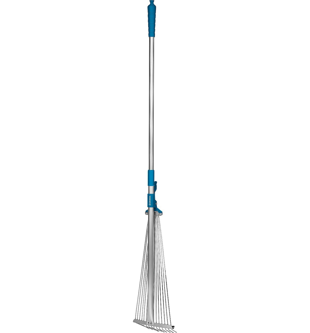 GRINDA PR-50, длина 800 - 1240 мм, ширина 170 - 450 мм, телескопический алюминиевый черенок, регулируемые веерные грабли, PROLine (421868)