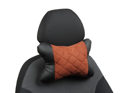 Автомобильная подушка "Косточка" под шею из алькантары "Ромб"