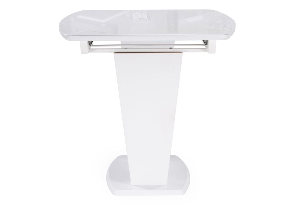 Стол на тумбе Петир 120(160)х80х75 ультра белый / белый / камень белый