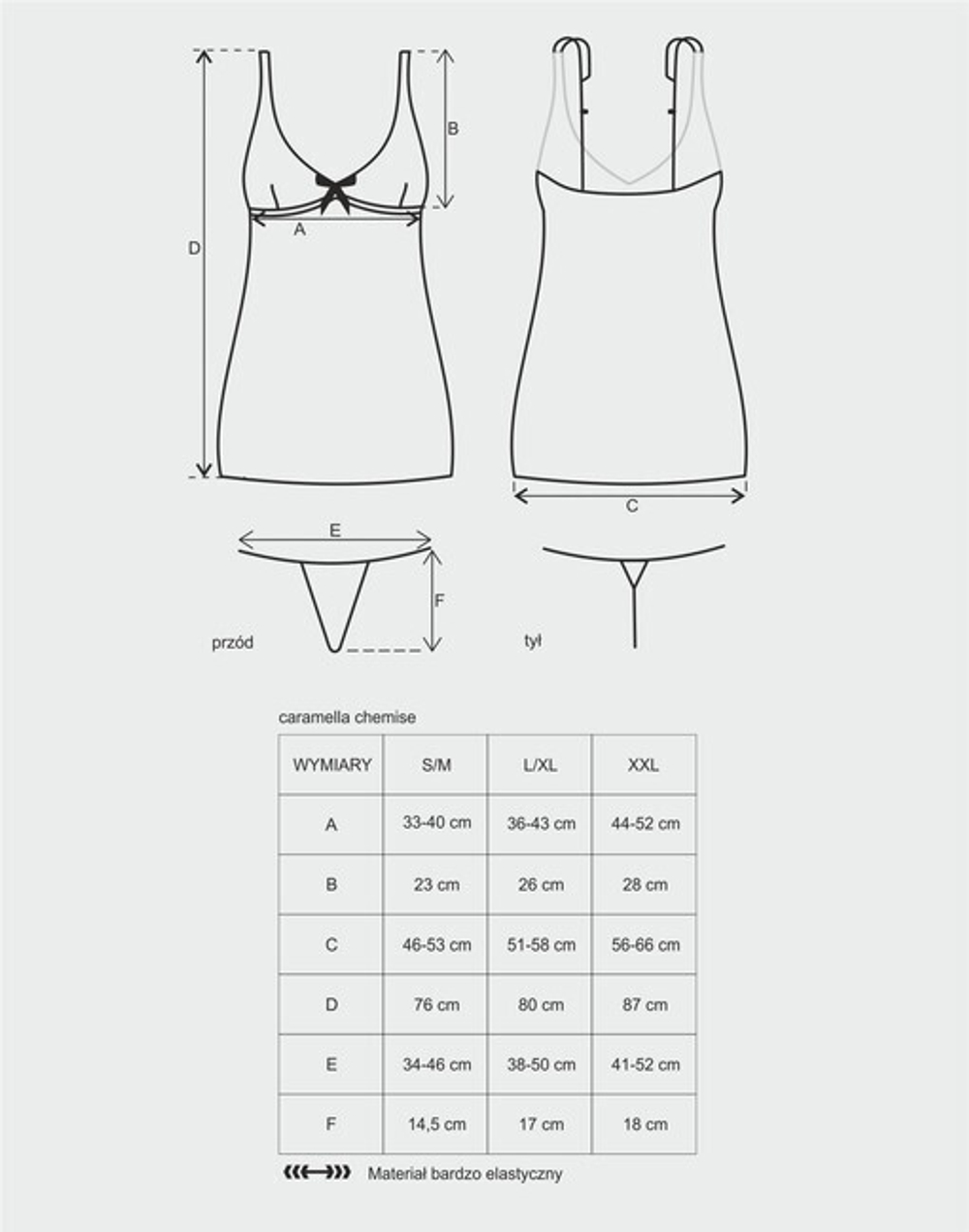 Бежевый пеньюар со стрингами Caramella Chemise LXL (46-48) (Цвет: бежевый)