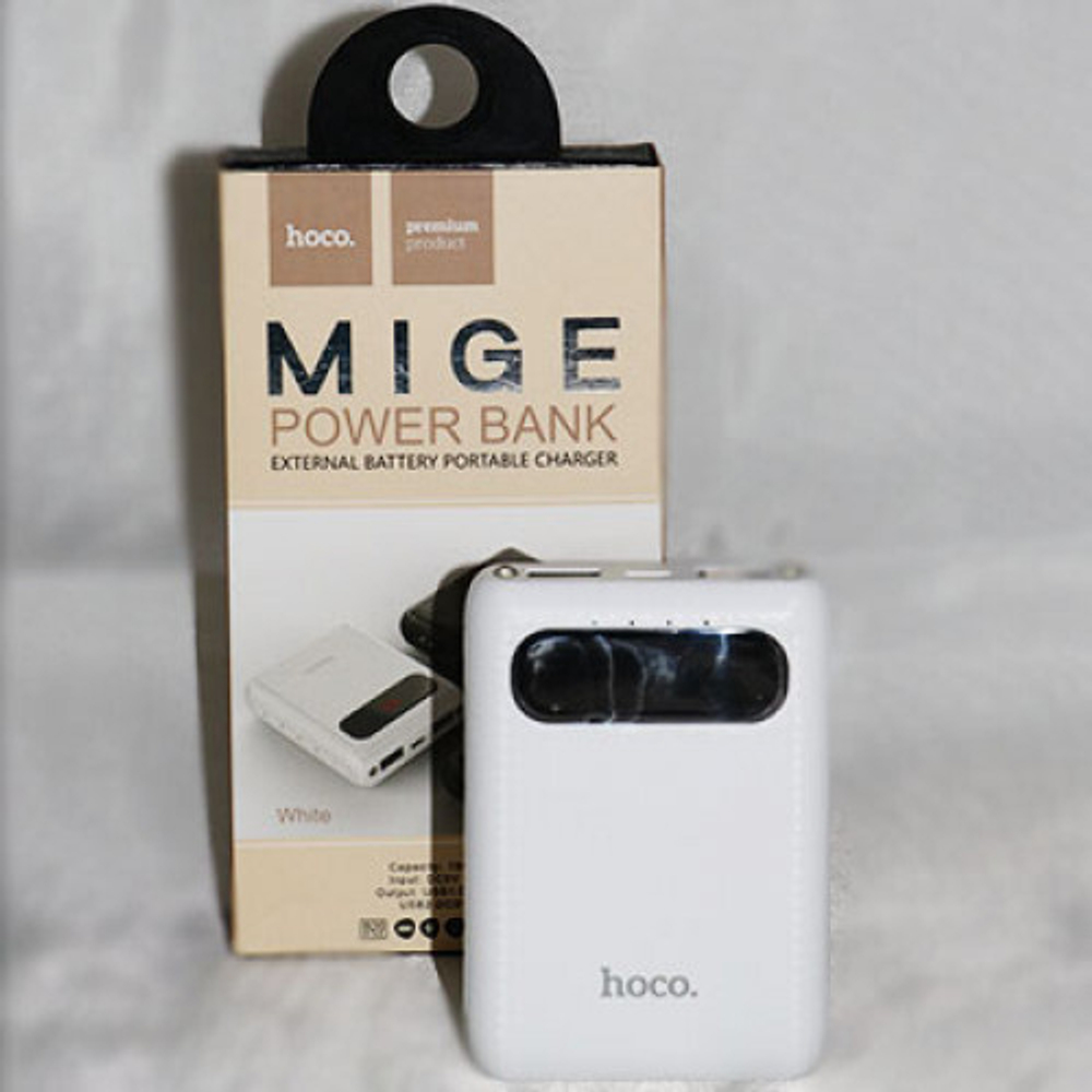 Power Bank 10000mAh, 2 USB, Hoco B20 Mige, белый