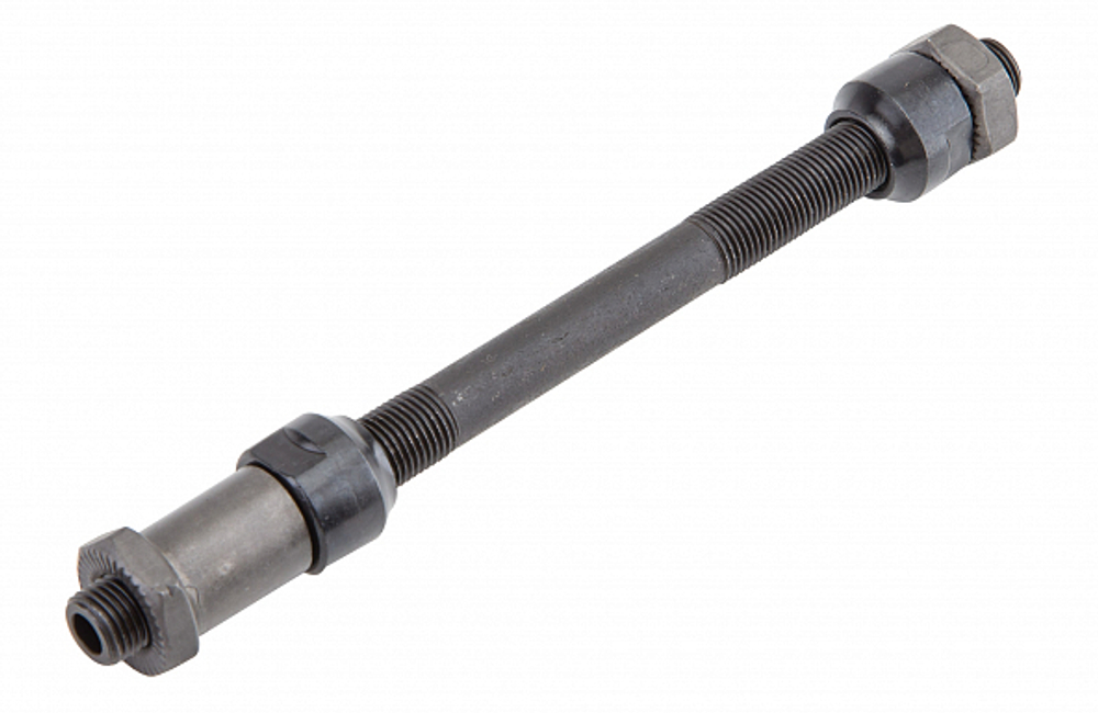 Ось задней втулки под эксцентриковый зажим диаметр 3/8", длина 145мм, с гайками, шайбами и конусами