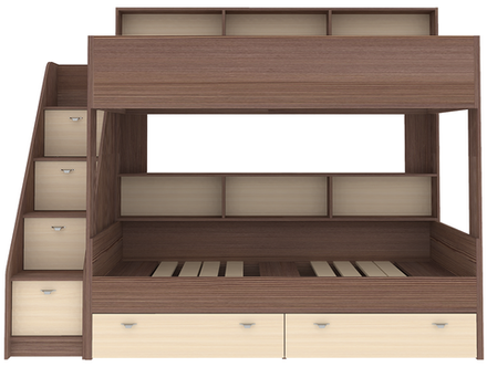 Двухъярусная кровать КарИВи Голден Кидс 10 Бодего Темный  Дуб Молочный