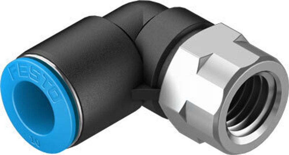 QSLF-1/4-10-B Угловой штуцер с цанговым зажимом и резьбой