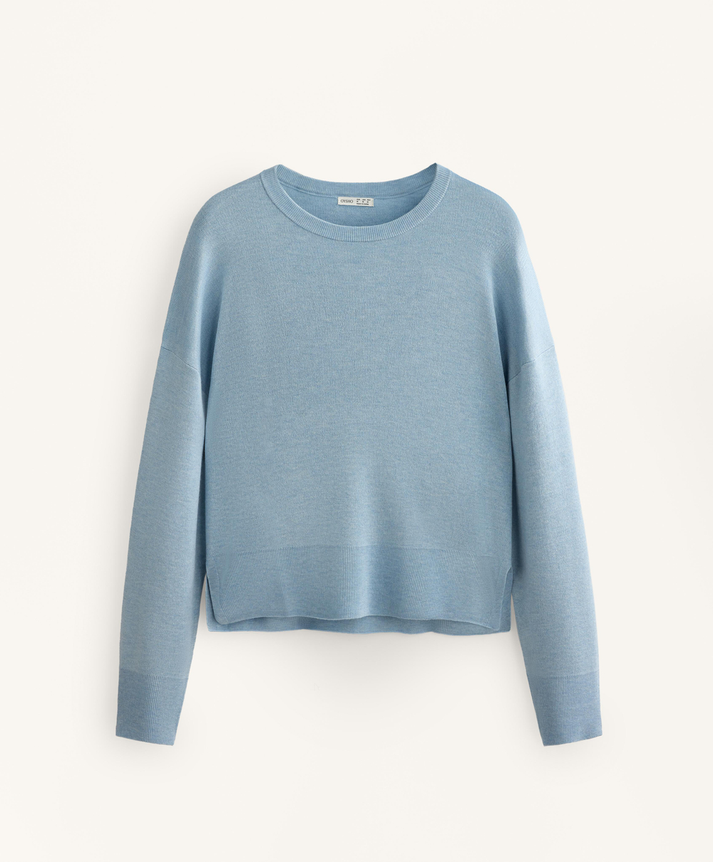 Oysho Джемпер с круглым вырезом, небесно-голубой