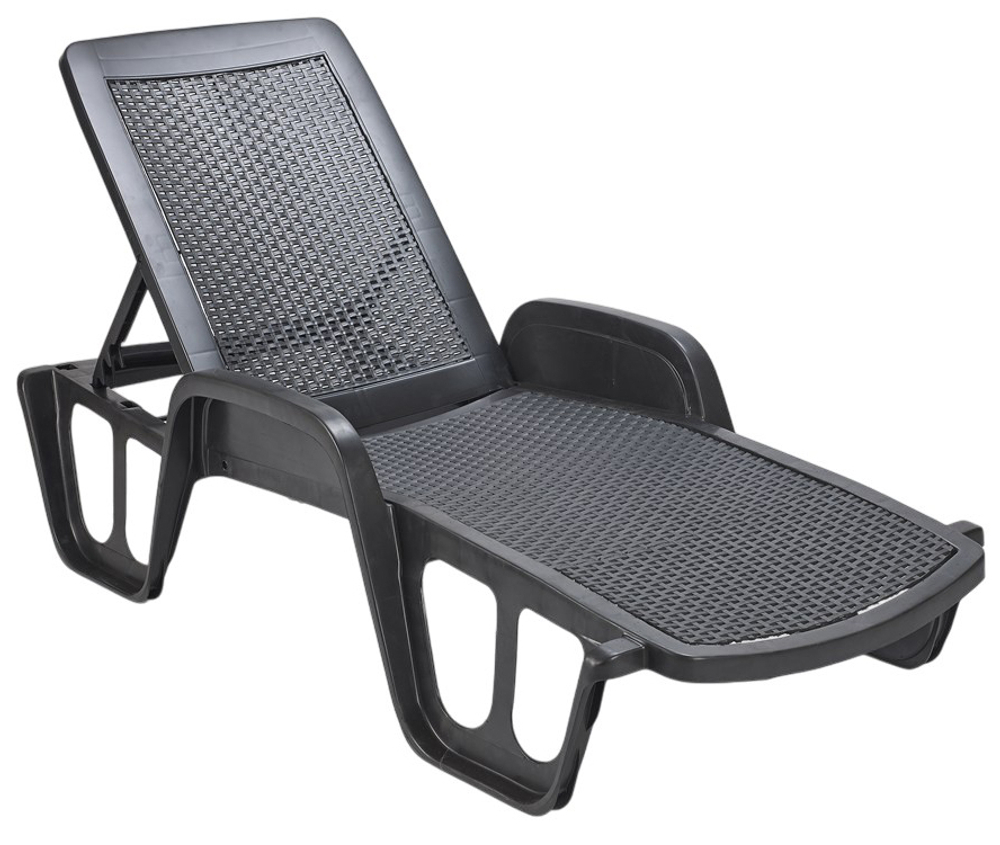 Шезлонг пластиковый, GARDEN RATTAN Pool, антрацит