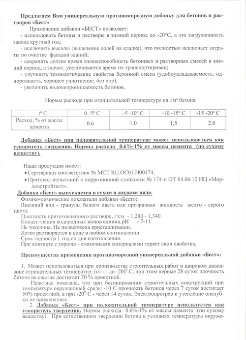 Добавка для бетона "Бест" (сухая), 25 кг