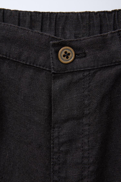 ZARA ЛЬНЯНЫЕ БРЮКИ С ПРЯМЫМИ ШТАНИНАМИ, ЧЕРНЫЙ