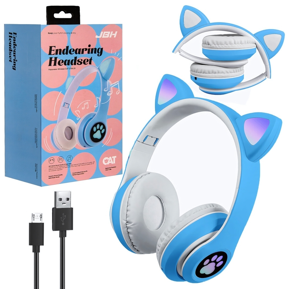 Полноразмерная bluetooth - гарнитура STM-28 CAT JBH голубые