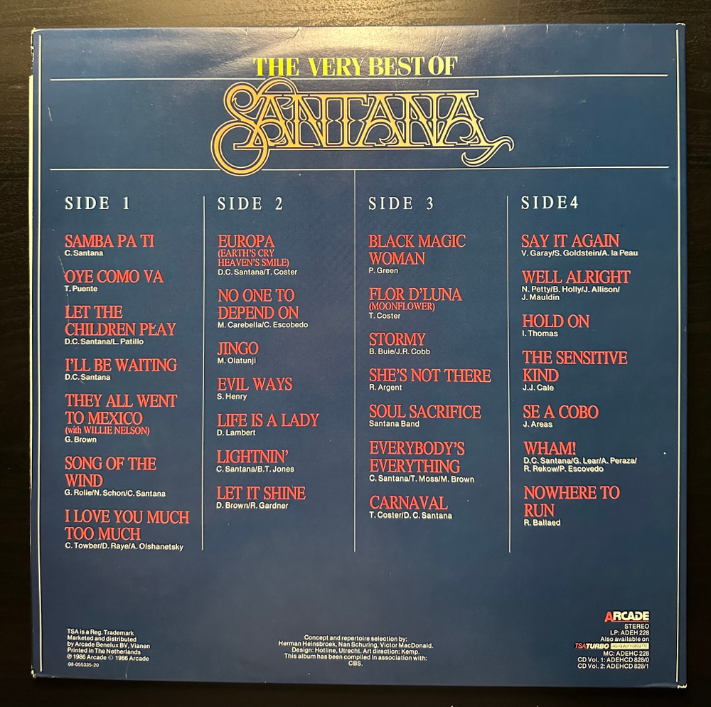 Santana - The Very Best Of 2LP (Голландия 1986г.)