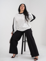 Брюки широкие с застроченной стрелкой чёрные Wide leg
