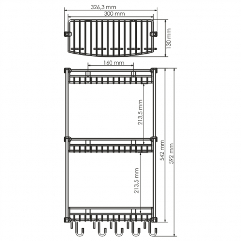 Полка металлическая прямая Wasserkraft 32,6х54,2х13 см