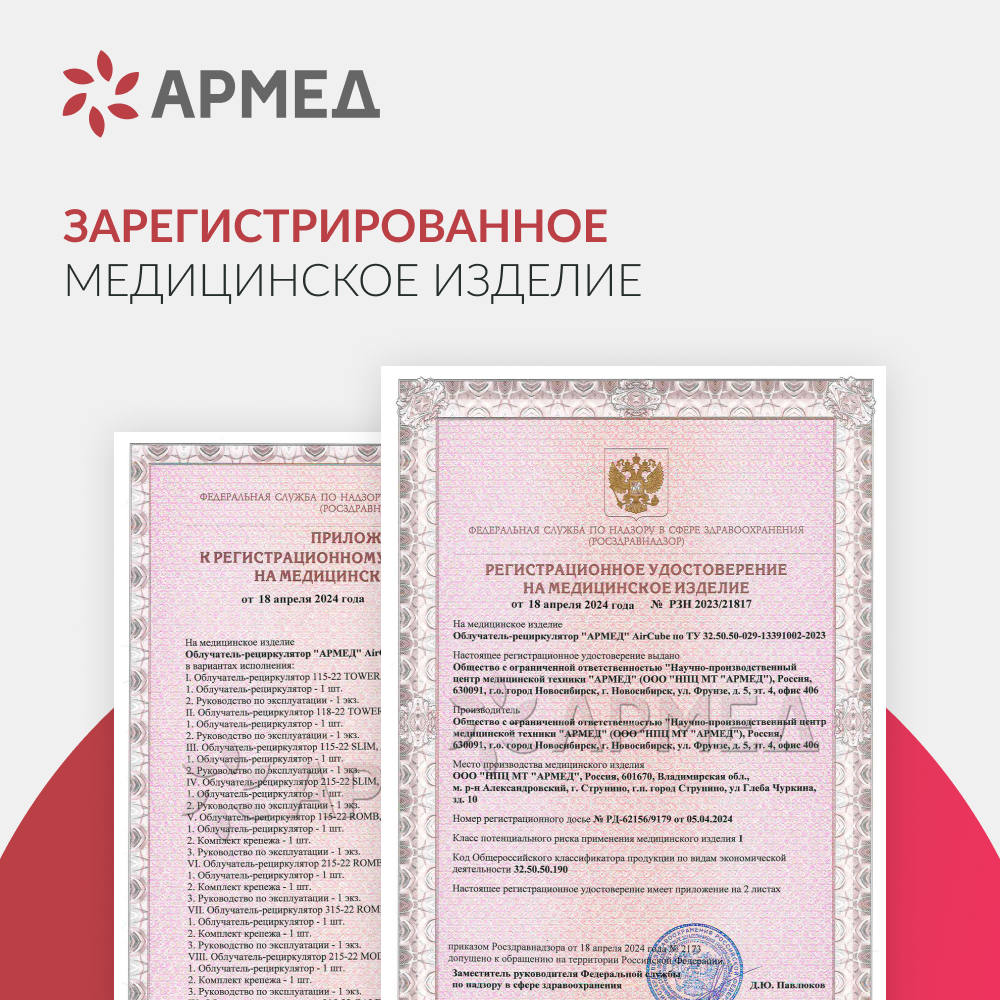 Рециркулятор бактерицидный Армед Aircube 215-22 MAX Лампа 2х15 Вт