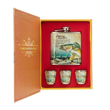 Набор Helios Рыба (фляжка 210 мл + 3 стопки) А02