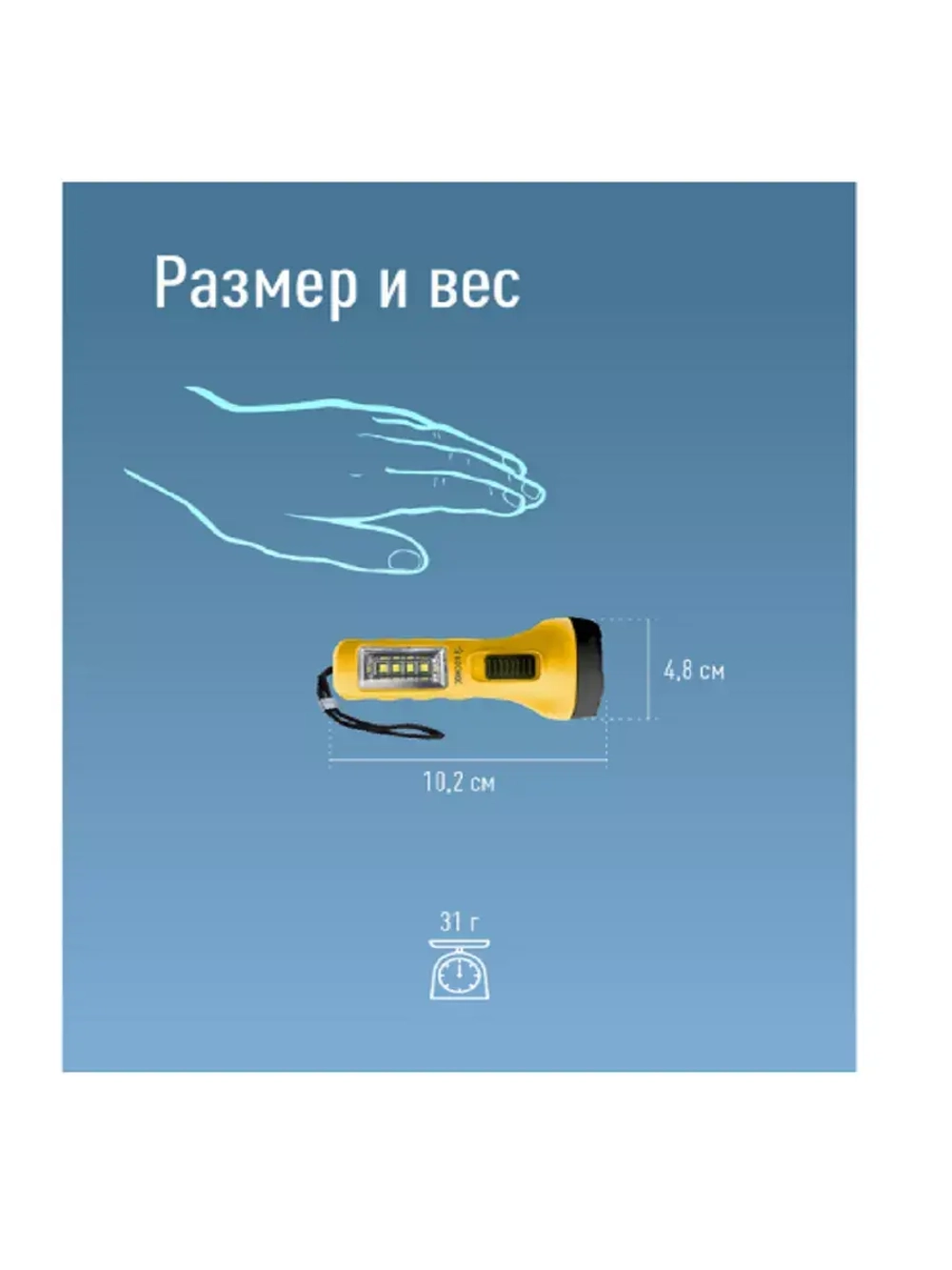 Фонарь ручной KOC119B 0,5ВтLED+4SMD1Вт