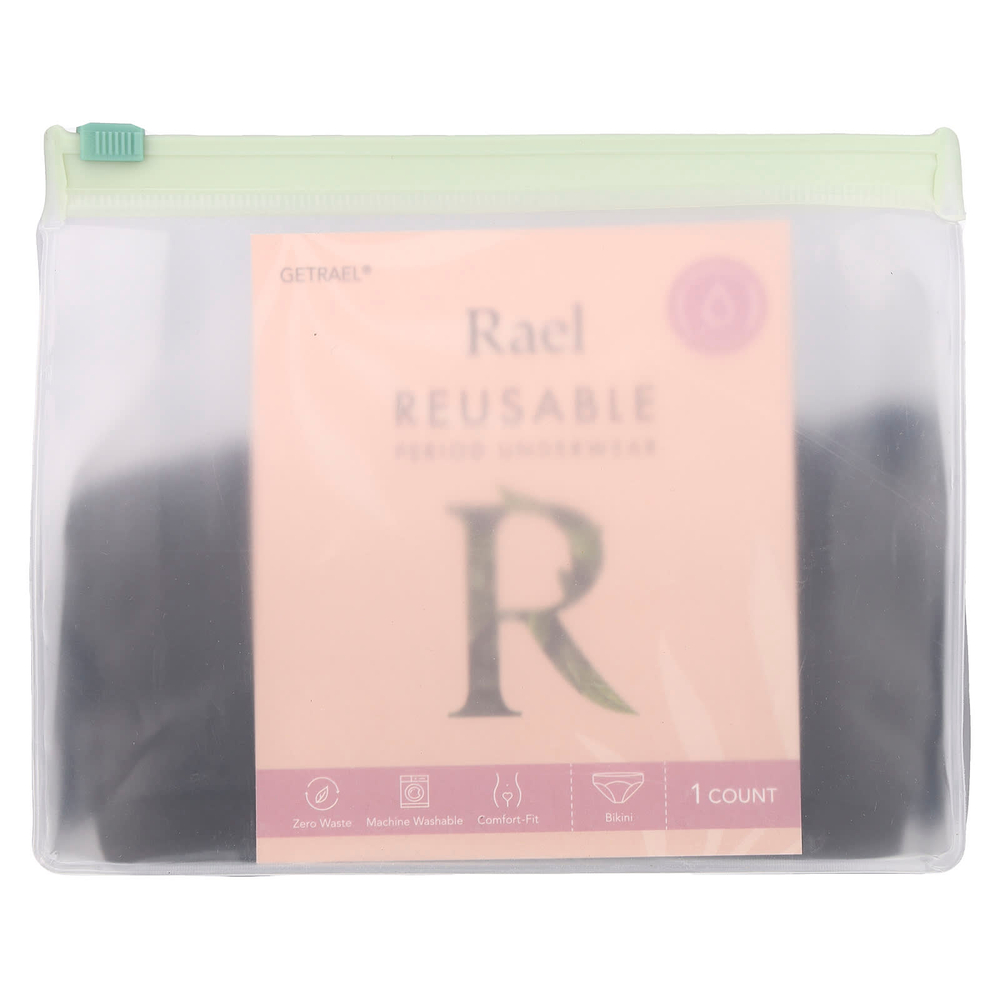 Rael, Многоразовое нижнее белье, бикини, очень большое, черное, 1 шт.