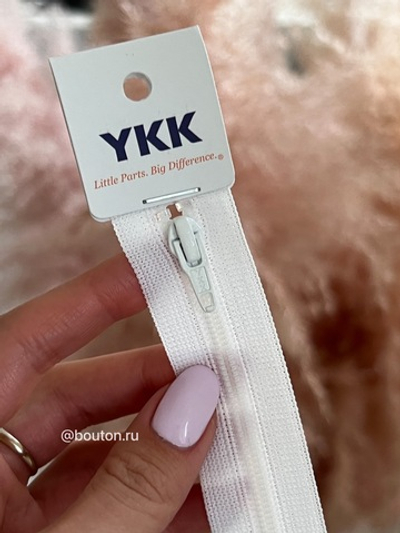 Молния YKK витая неразъемная плоская тип 3, белая 501