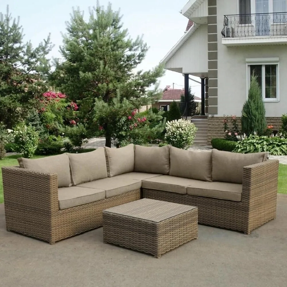 Модульный комплект из искусственного ротанга Абион Greige