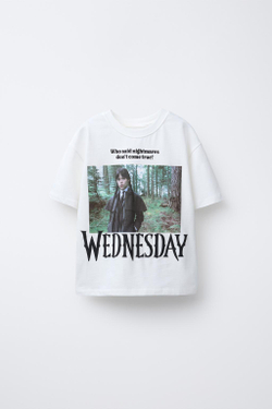 ZARA ФУТБОЛКА WEDNESDAY ©, БЕЛЫЙ