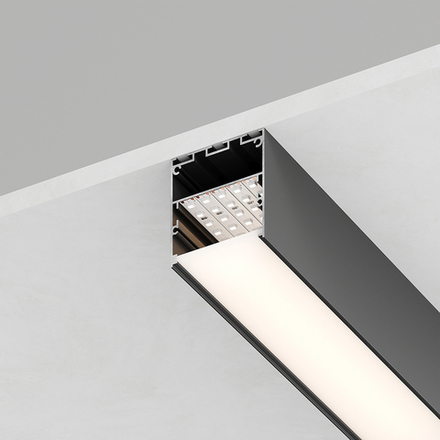 50*50*2000мм Комплект профиль накладной для светодиодной ленты, цвет чёрный, в комплекте 2 заглушки + экран + 4 крепежа