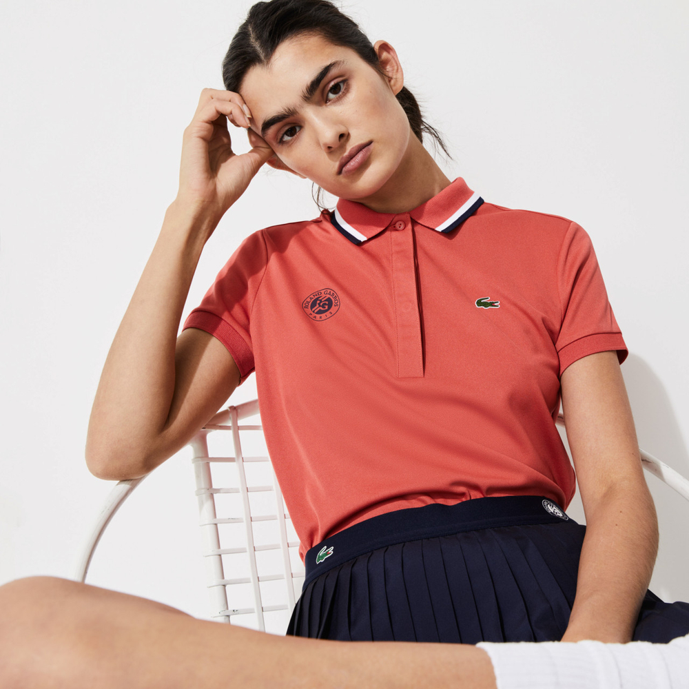 Женское поло Lacoste Women's Roland Garros Polo Logo - pink/navy blue