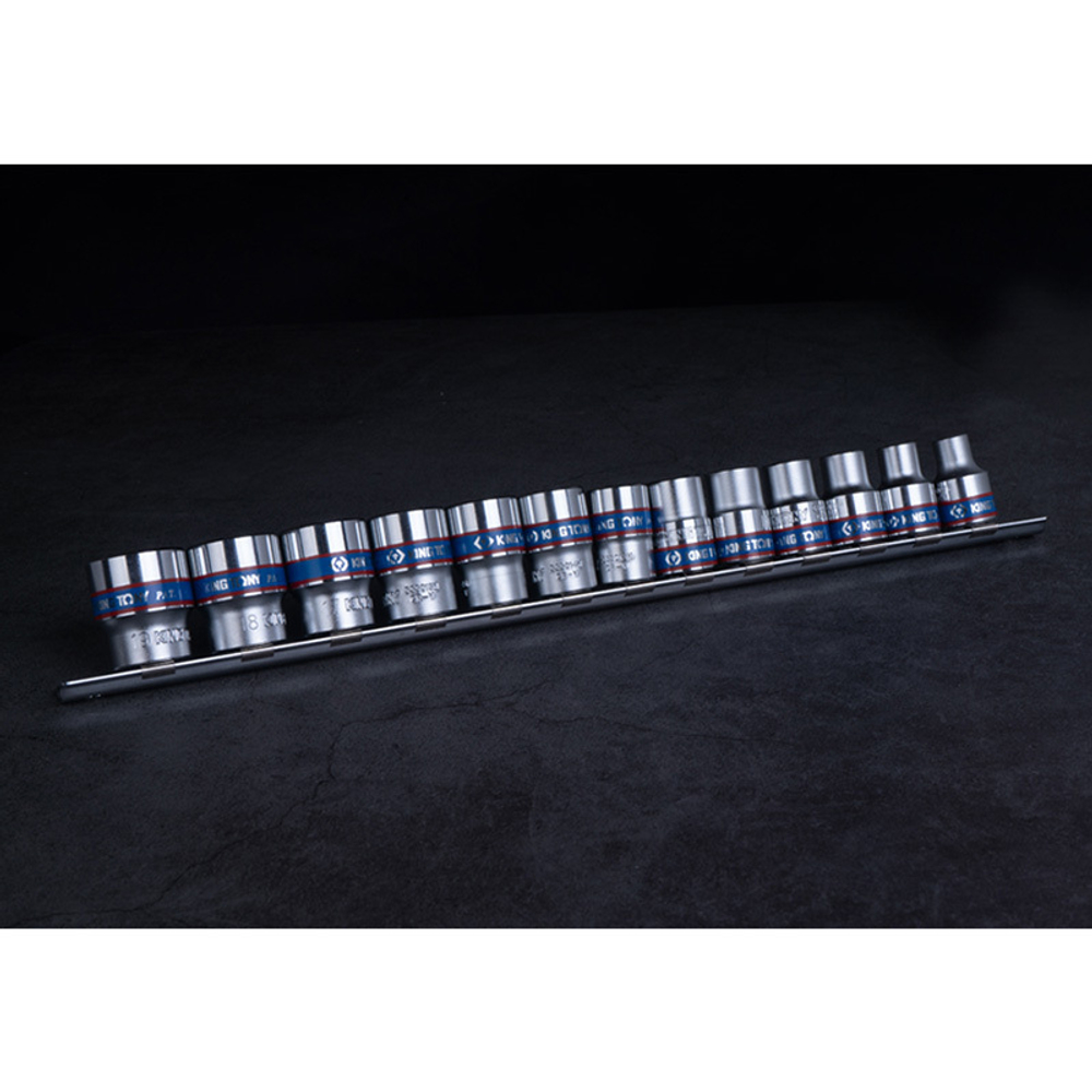 KING TONY (3013MR) Набор торцевых головок 3/8", 12-гранные, 7-19 мм, 13 предметов