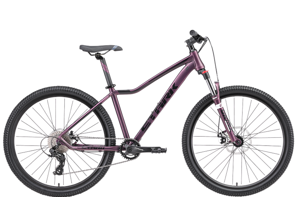 Велосипед 27,5" Stark'24 Viva 27.2 D р.18" фиолетовый матовый/черный