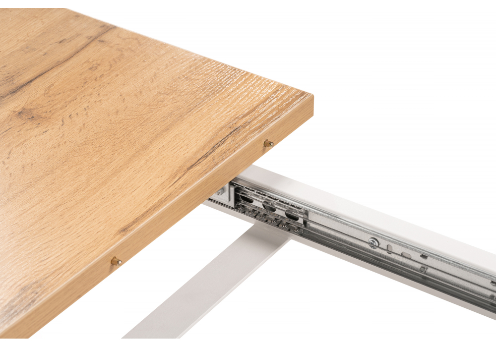 Стол деревянный Woodville Лота Лофт 120(160)х75 дуб крафт золотой, белый матовый, ножки белые