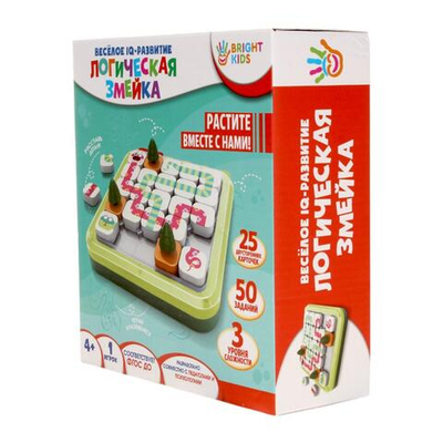 Головоломка Веселое IQ-развитие "Логическая змейка" 3 уровня сложности, 50 заданий( ИК-8711)