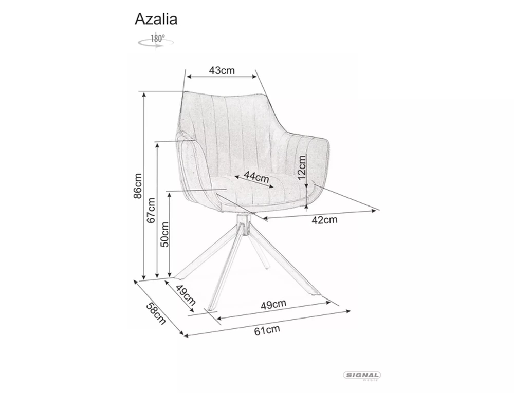 Стул SIGNAL AZALIA Velvet Bluvel 40 темно-бежевый/черный, поворотный