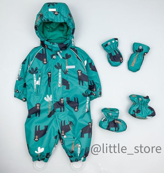Комбинезон демисезонный "Обезьянки" изумруд