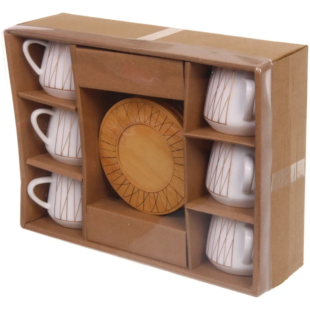 Кофейный набор 12 предметов «Скарлетт» (6 кружек 90мл+6 блюдец), штрихи