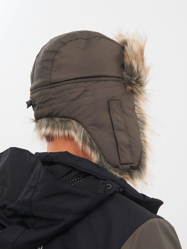 Шапка ушанка с маской Евро Енот ткань Taslan цвет Хаки