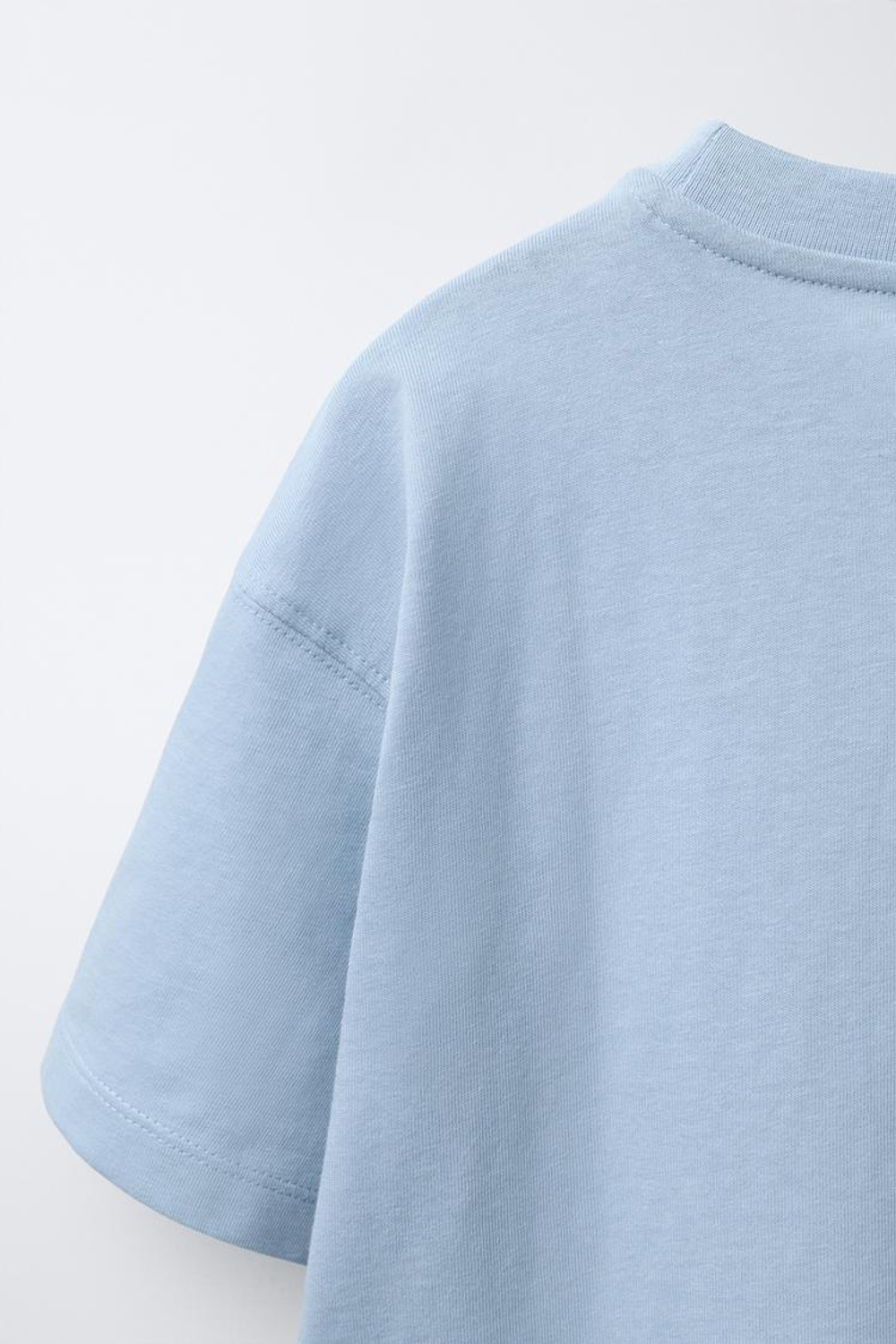 ZARA БАЗОВАЯ ОДНОТОННАЯ ФУТБОЛКА, ПАСТЕЛЬНО-СИНИЙ