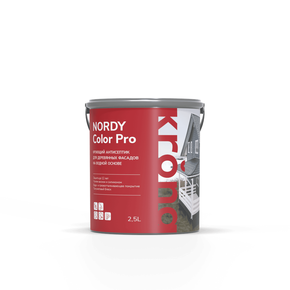 Антисептик кроющий KRONA NORDY COLOR PRO, база А 2,5л