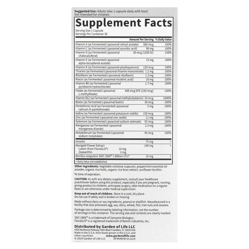 Garden of Life, Компания Dr. Formated Multi +, здоровье мозга, 30 капсул