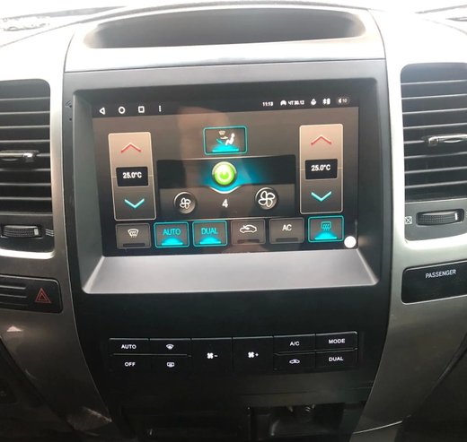 Магнитола для Lexus GX470 J120, Toyota Land Cruiser Prado 120 (климат на большом экране, рамка 9") - Carmedia SF-9696-2 QLed+2K, Android 13, UIS7870 (DUDU7), CarPlay, SIM-слот