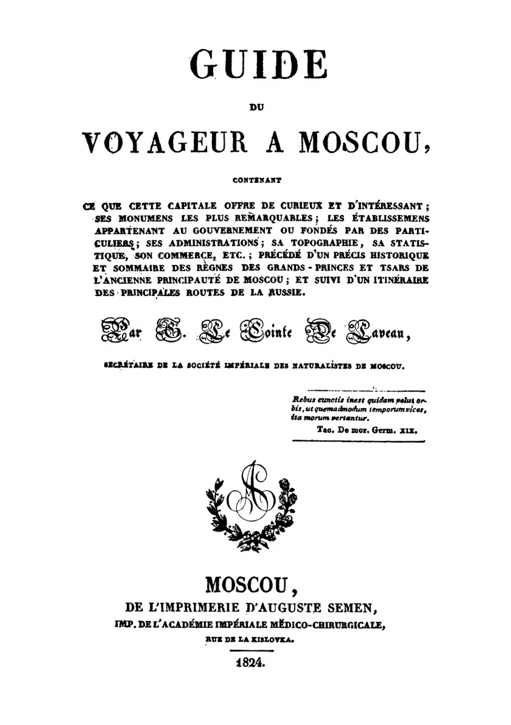 Guide du voyageur à Moscou | G. le Cointe de Laveau