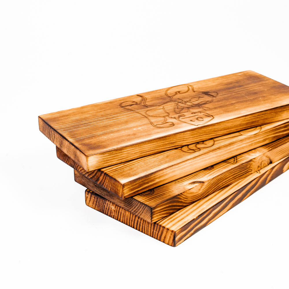 Деревянные разделочные доски 4 шт. из сибирского кедра с гравировкой RDN22