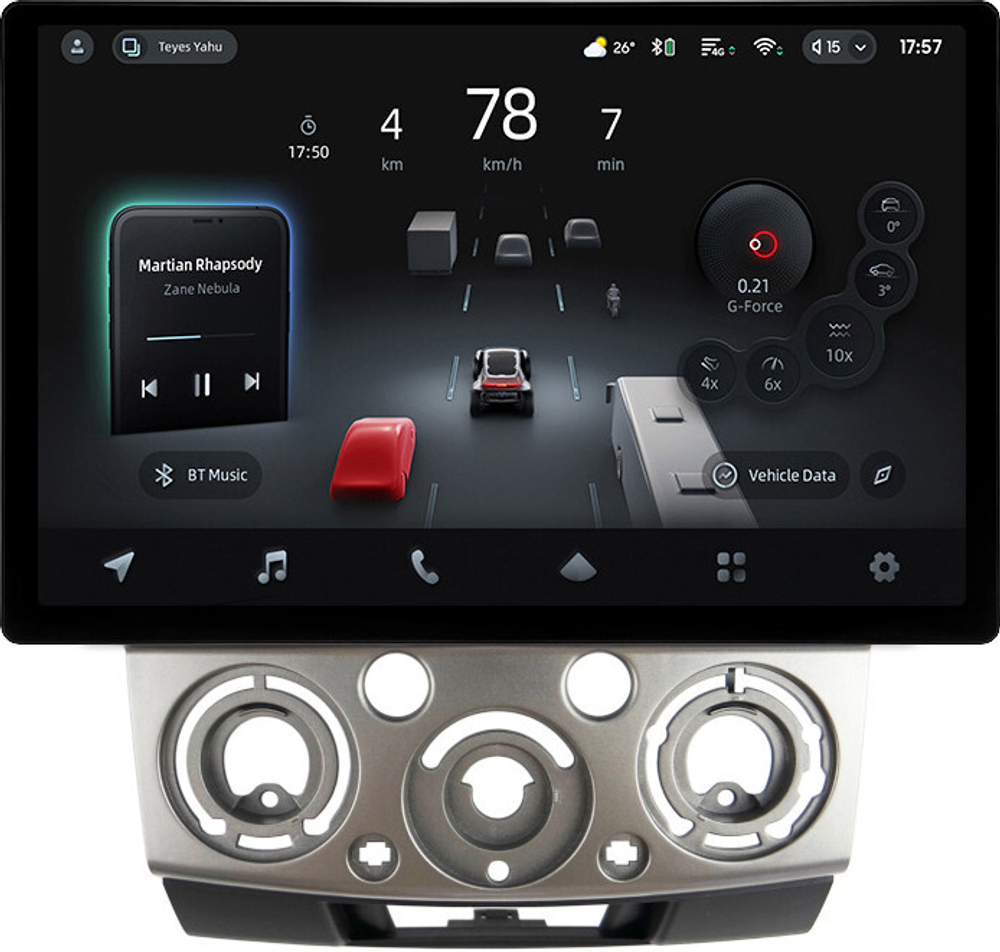 Магнитола для Ford Ranger 2, Mazda BT-50 2007-2011 (рамка серебро) - Teyes CC4-PRO монитор 13" 2K QLED на Android 13, Snapdragon 778G, 8+128, AI, CarPlay, DSP, 4G SIM-слот