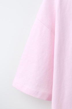 ZARA ФУТБОЛКА С ПРИНТОМ, РОЗОВЫЙ