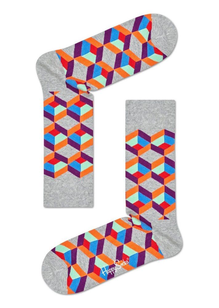 Серые носки унисекс Optic Square Sock с цветными зигзагами (Размер: 29) (Цвет: серый)