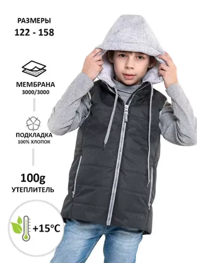 Жилетка утепленная с капюшоном осенняя