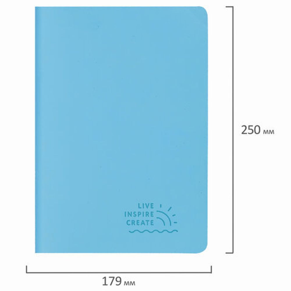 Тетрадь 60 л. в линию обложка кожзам SoftTouch, сшивка, B5 (179х250мм), ГОЛУБОЙ, BRAUBERG RAINBOW, 403886