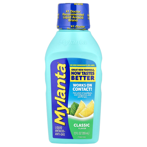 Mylanta, Жидкий антацид и средство от газообразования, классический, 355 мл (12 жидк. Унций)