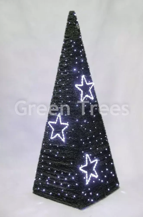 Хвойный конус зеленый 1 м. c LED лампами, квадратное сечение, ПВХ, Green Trees (GT1KONKVLED)