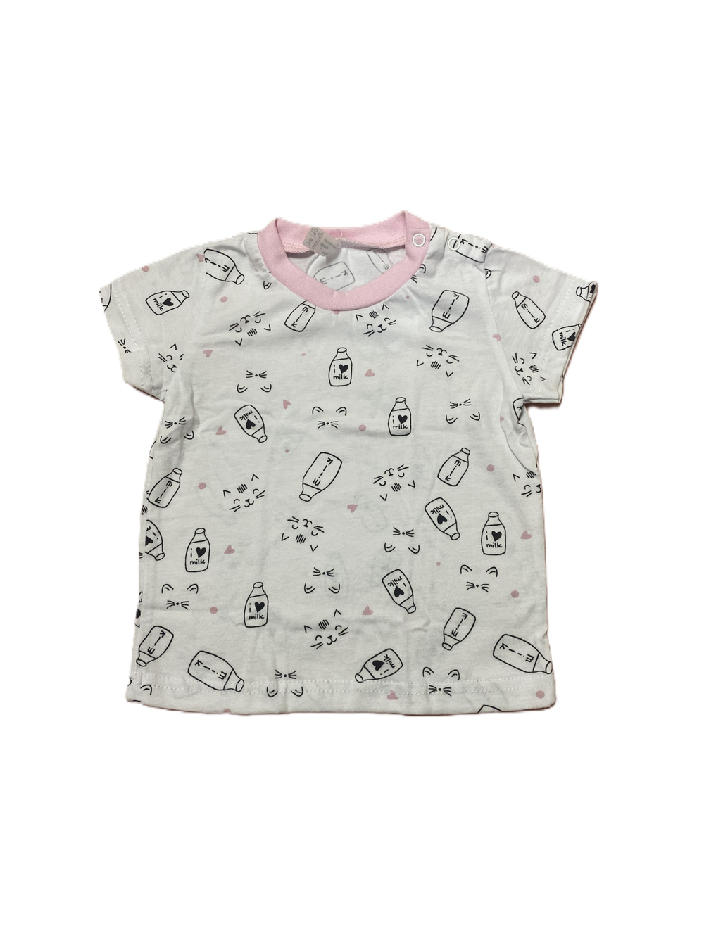 Футболка на девочку из кулирки (100% хлопок) на кнопках на плече на рост 80 см