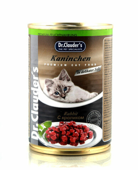 Конcервы для кошек Кусочки в соусе Кролик 415 гр Др.Клаудер