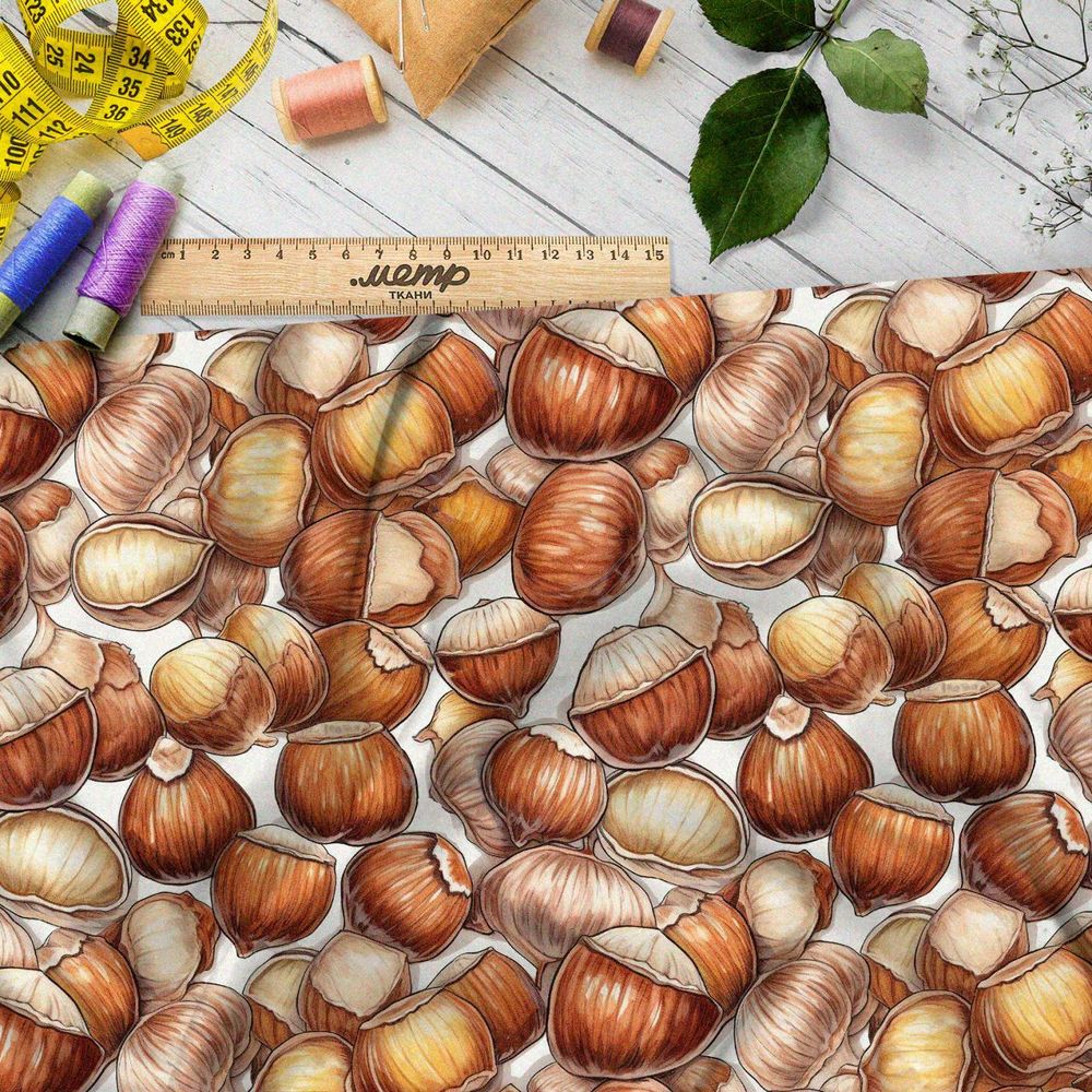 Ткань премиум таффета ореховое изобилие